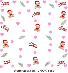 No Sew Christmas Pattern With Beautiful Winter Decor Background.