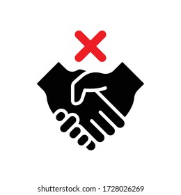 No Shake Hands vector icon illustration.Don't shake hands for virus prevention, avoiding handshake vector illustration.