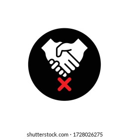 Icono vectorial sin manos de agitación.No agite las manos para la prevención de virus, evitando la ilustración vectorial de apretón de manos.