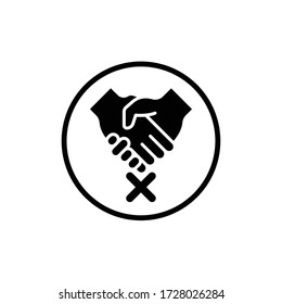 No Shake Hands vector icon illustration.Don't shake hands for virus prevention, avoiding handshake vector illustration.