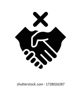 No Shake Hands vector icon illustration.Don't shake hands for virus prevention, avoiding handshake vector illustration.