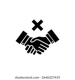 No Shake Hands vector icon illustration.Don't shake hands for virus prevention, avoiding handshake vector illustration.
