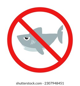 No Shark Sign on White Background