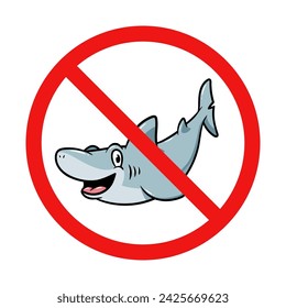 No Shark Sign on White Background