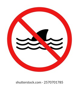 No Shark Sign on White Background