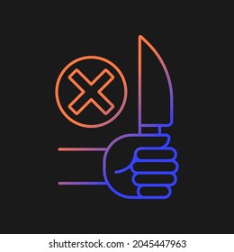 No sharp objects gradient vector manual label icon for dark theme. Avoid injuries. Thin line color symbol. Modern style pictogram. Vector isolated outline drawing for product use instructions