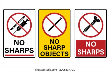 No Sharps Sign  No Sharp Objects Prohibition Sign Vector Art Illustration  No  Do Not Sign  Circle Backslash Symbol 