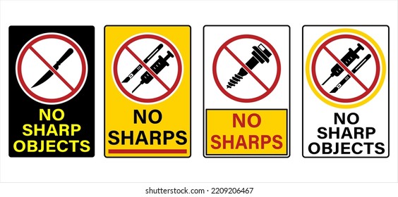 No Sharps Sign, No Sharp Objects Prohibition Sign Vector Art Illustration, No, Do Not Sign, Circle Backslash Symbol,