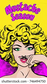 NO SHAVE NOVEMBER. Mustache Season, Pop art vector illustration. Awareness Month.