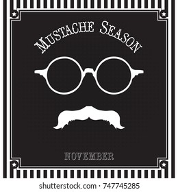 NO SHAVE NOVEMBER. Mustache Season, Pop art vector illustration. Awareness Month.
