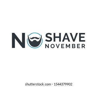 No Shave November Typographic Vector Design. Vector poster or banner for no shave social solidarity November event against man prostate cancer campaign.