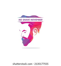 No Shave November Typographic Vector Design. Vector poster or banner for no shave social solidarity November event against man prostate cancer campaign.