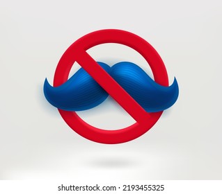 No shaving concept with moustache icon. 3d vector illustration
