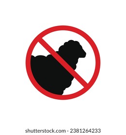 No sheep allowed icon sign symbol isolated on white background