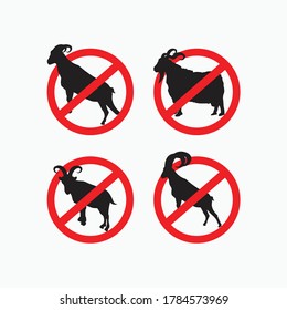 no sheep, no angora goat, no billy goat, no big horn goat - goat, sheep, lamb logo emblem or button icon silhouette - mammal, animal vector icon