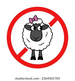Sin signo de oveja en fondo blanco