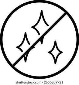 Sem ícone de brilho. Linha fina simples, vetor de contorno de web ban, proibição, embargo, interdito. design plano preto em estilo moderno. Ilustração vetorial
