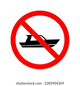 No ship sign. Stop or ban red round vector sign. Watercraft transport ban sign.eps