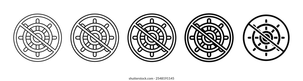 no ship wheel icon Simple thin line logo set