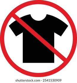 No shirt icon. Forbidden t-shirt sign. No shirt symbol. flat style.