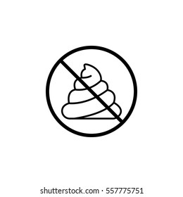 No shit line icon, don't feces prohibition sign, forbidden Clean up after pets symbol, vector graphics, a linear pattern on a white background, eps 10.
