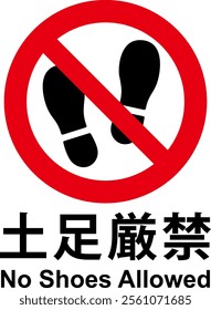 No shoes allowed sign isolated on white background [Translation : No shoes allowed]