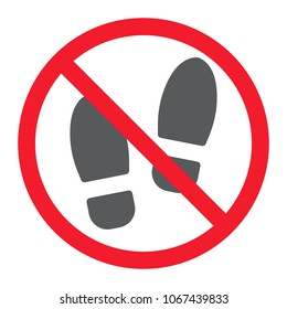 No shoes glyph icon, prohibition and forbidden, no foot sign vector graphics, a solid pattern on a white background, eps 10.