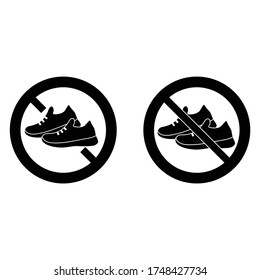 No Shoes Icon. Prohibited Shoes Icon .  No Sneakers  Icon