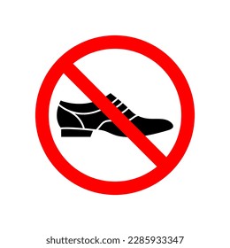 No shoes icon. Prohibited shoes icon. Sneakers icon vector illustration on white background..eps