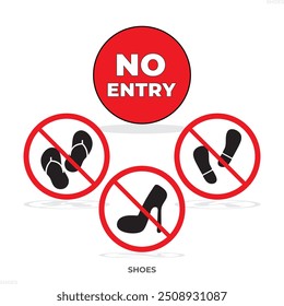 No shoes icon, slipper icon, sandals, Forbidden icon.
