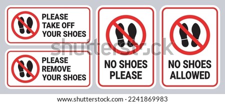 No Shoes Sign Collection Vector