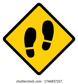 No shoes sign isolated on white background. Warning vector symbol. Graphic illustration