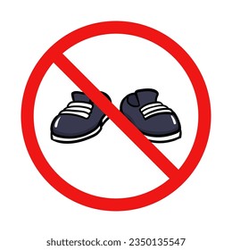 No Shoes Sign on White Background