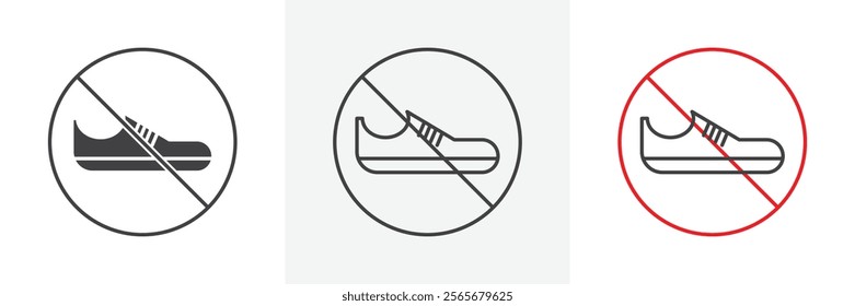 No shoes sign vector in black and colored versions