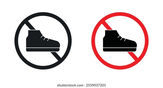 No shoes sign vectors in black and colored version