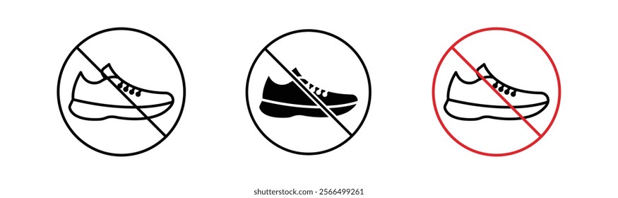 No shoes signs flat and linear vector illustration on white background.