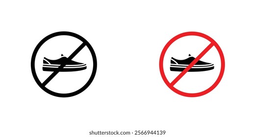 No shoes signs. vector signs set