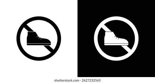 No shoes signs vector, solid illustration, pictogram