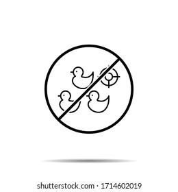 No Shoot duck icon. Simple thin line, outline vector of amusement ban, prohibition, embargo, interdict, forbiddance icons for ui and ux, website or mobile application