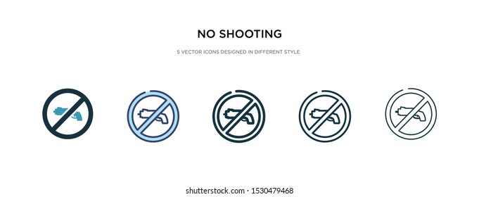 no shooting icon in different style vector illustration. two colored and black no shooting vector icons designed in filled, outline, line and stroke style can be used for web, mobile, ui