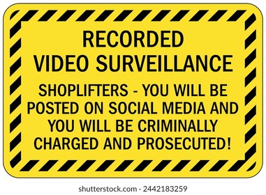 No shoplifting warning sign and labels