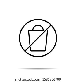 No shopping bag icon. Simple thin line, outline vector of web ban, prohibition, embargo, interdict, forbiddance icons for ui and ux, website or mobile application