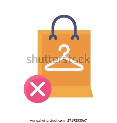 No Shopping Bag Restriction Vector Illustration, Flat Style Icon.