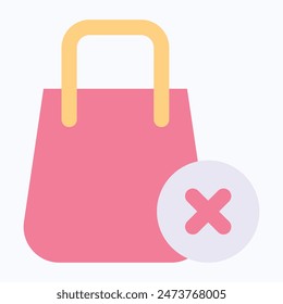 No Shopping Bag Vector Icon, Flat Style Isolated Vector Icon.