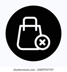 No Shopping Bag, No Bag Vector Icon, 