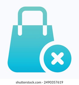 No Shopping Bag, No Bag Vector Icon, Isolated Gradient Vector Icon.