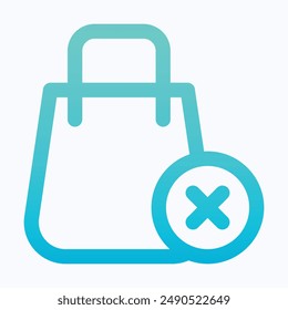 No Shopping Bag, No Bag Vector Icon,  Isolated Lineal Gradient Vector Icon.