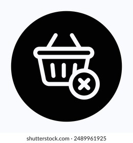No Shopping Basket, No Bucket Vector Icon, 