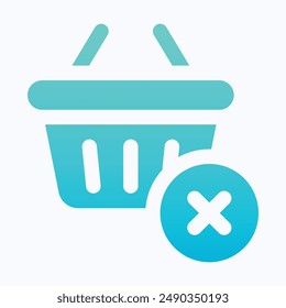 Sin Cesta De La Compra, Sin Icono De Vector De Cubo, Icono De Vector De Degradado Aislado.