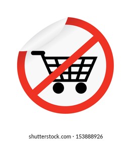 No shopping cart sign, vector illustration